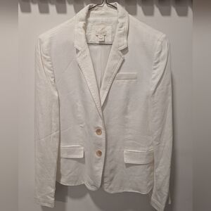 J. Crew Size 10 Women's White Linen Blazer